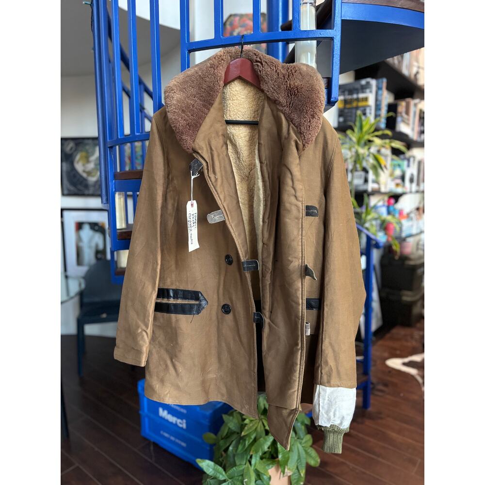 Vintage Brown ShearlingLined Utility Heavyweight Winter Coat